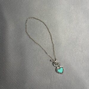 Return to Tiffany Love Blue Enamel Heart Tag Charm Toggle Bracelet